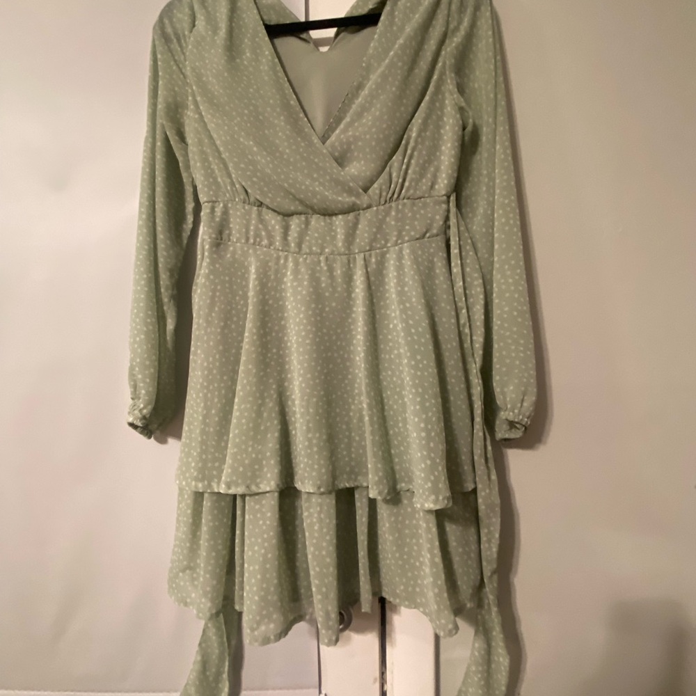 Green Polka Dot Wrap Dress